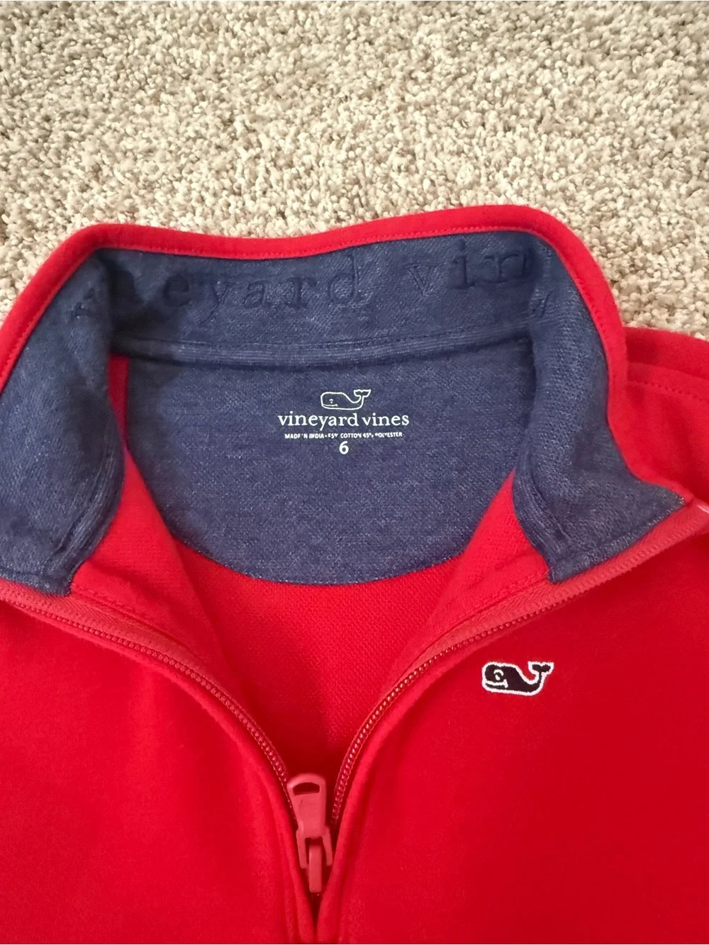 Vineyard Vines Kids Saltwater Quarter Zip Pullover Size 6 Red